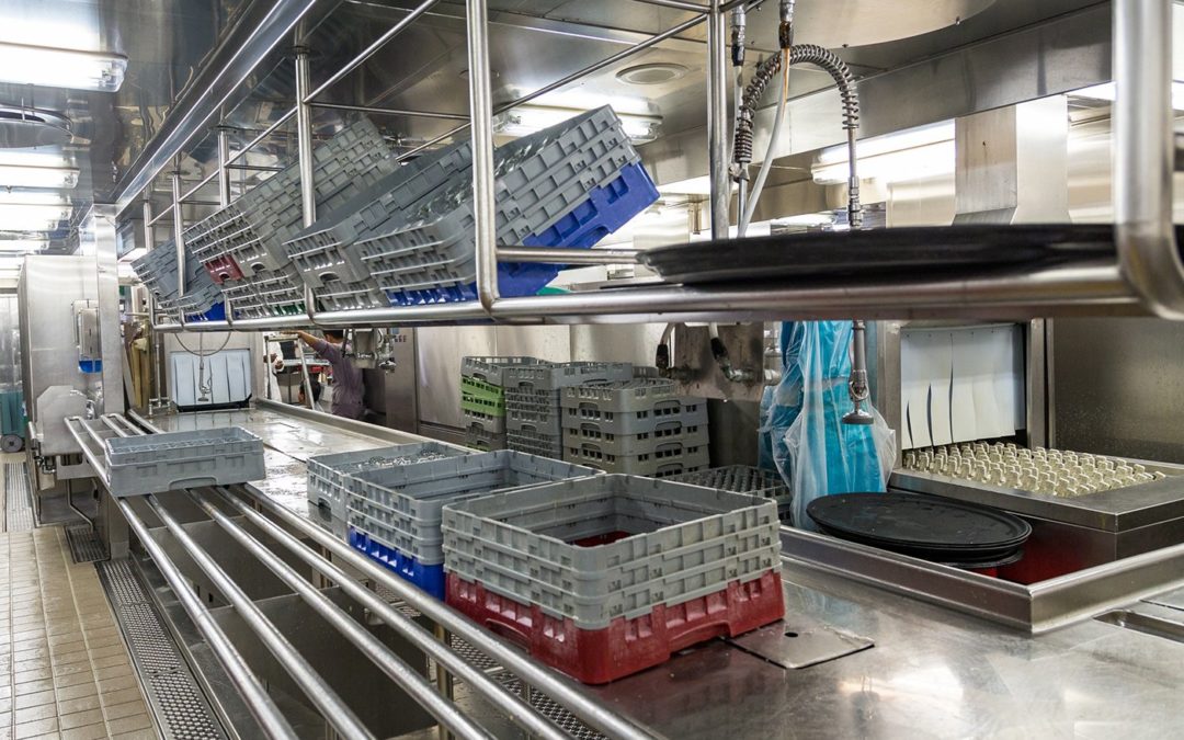 Photo of various cleaning areas inside of a commercial kitchen